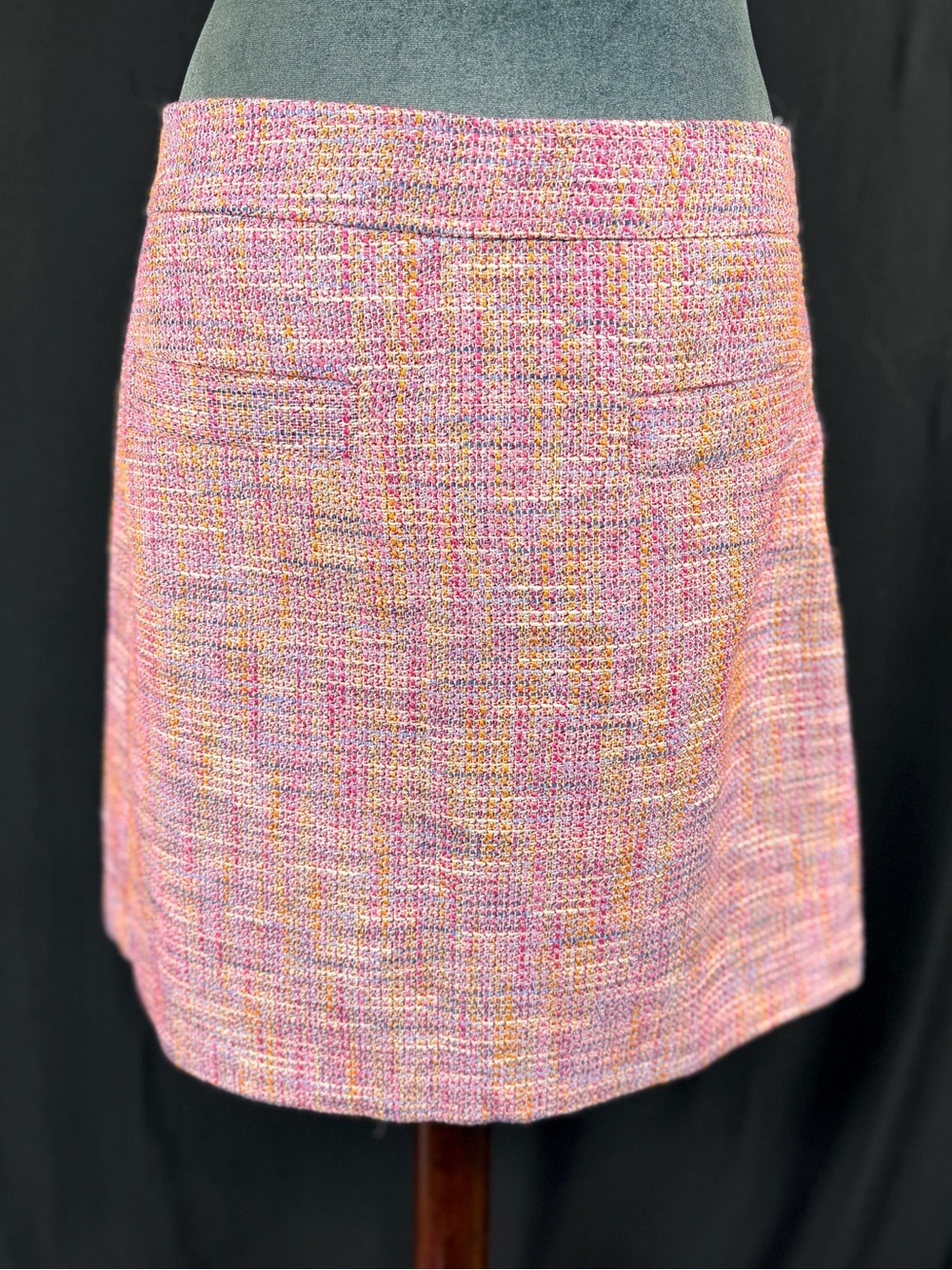 LOFT Skirt mini 6 Pink Multicolor Tweed Lined Side Zipper Soft Girl Mori City